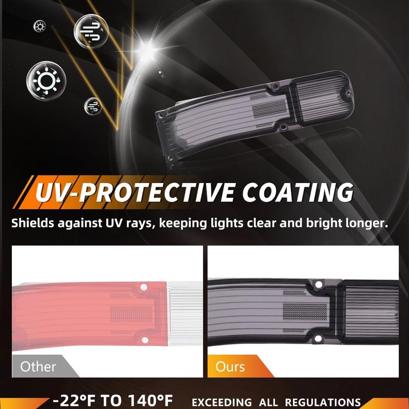 MOTRUM Tail Light Lens Compatible with Chevy Chevelle 1966, [DOT] [IP67 Waterproof] Tail Lamp Lens (Left + Right), Replace OEM #CH-TL/RL-66, 1 Pair, Smoked Lens - Image 3